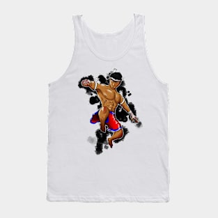 Muay Thai Fighter with black ink splats Tank Top